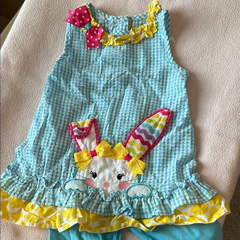 Rare Editions Blue and Yellow Bunny Dress